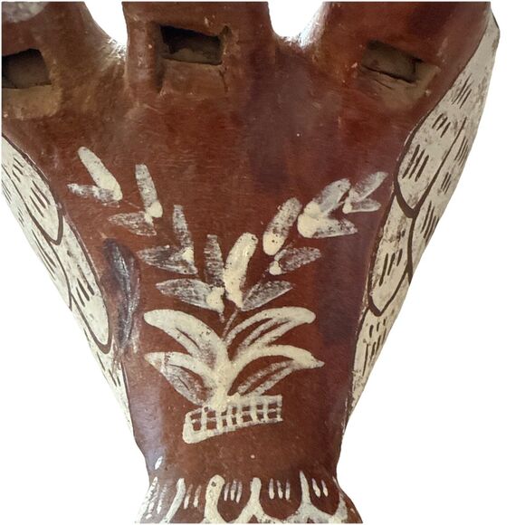 Vintage Peruvian Pottery Bird Whistle Vintage 3 Birds Folk Art Figurine Redware - Picture 9 of 11